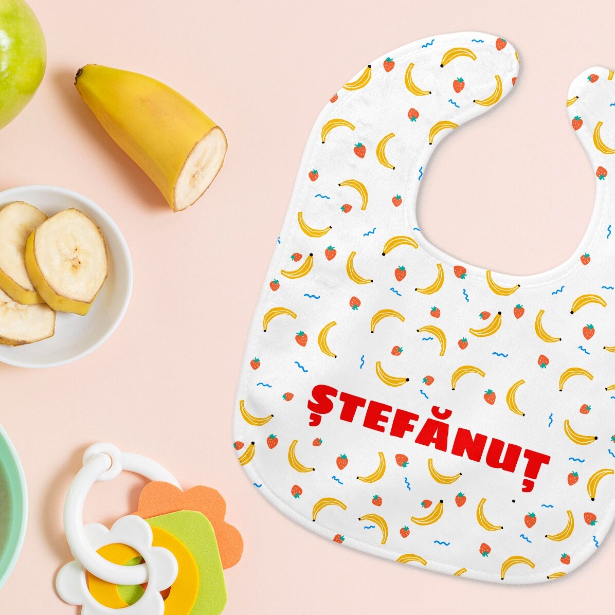 Personalised baby bib with name - Banana