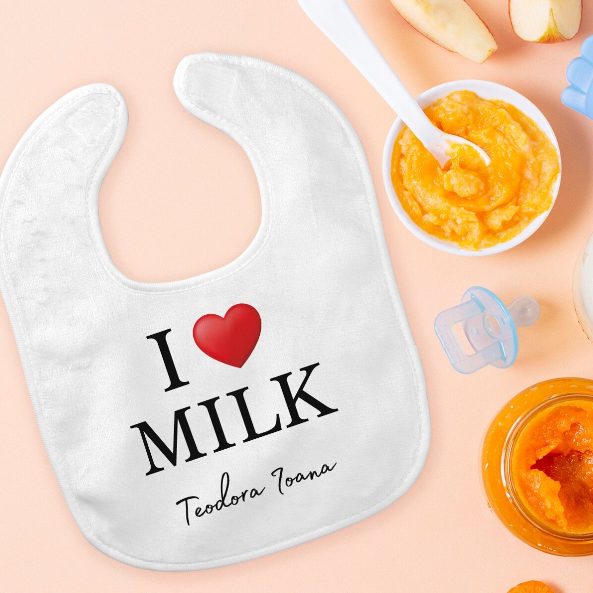 Gepersonaliseerd slabbetje met tekst - I love