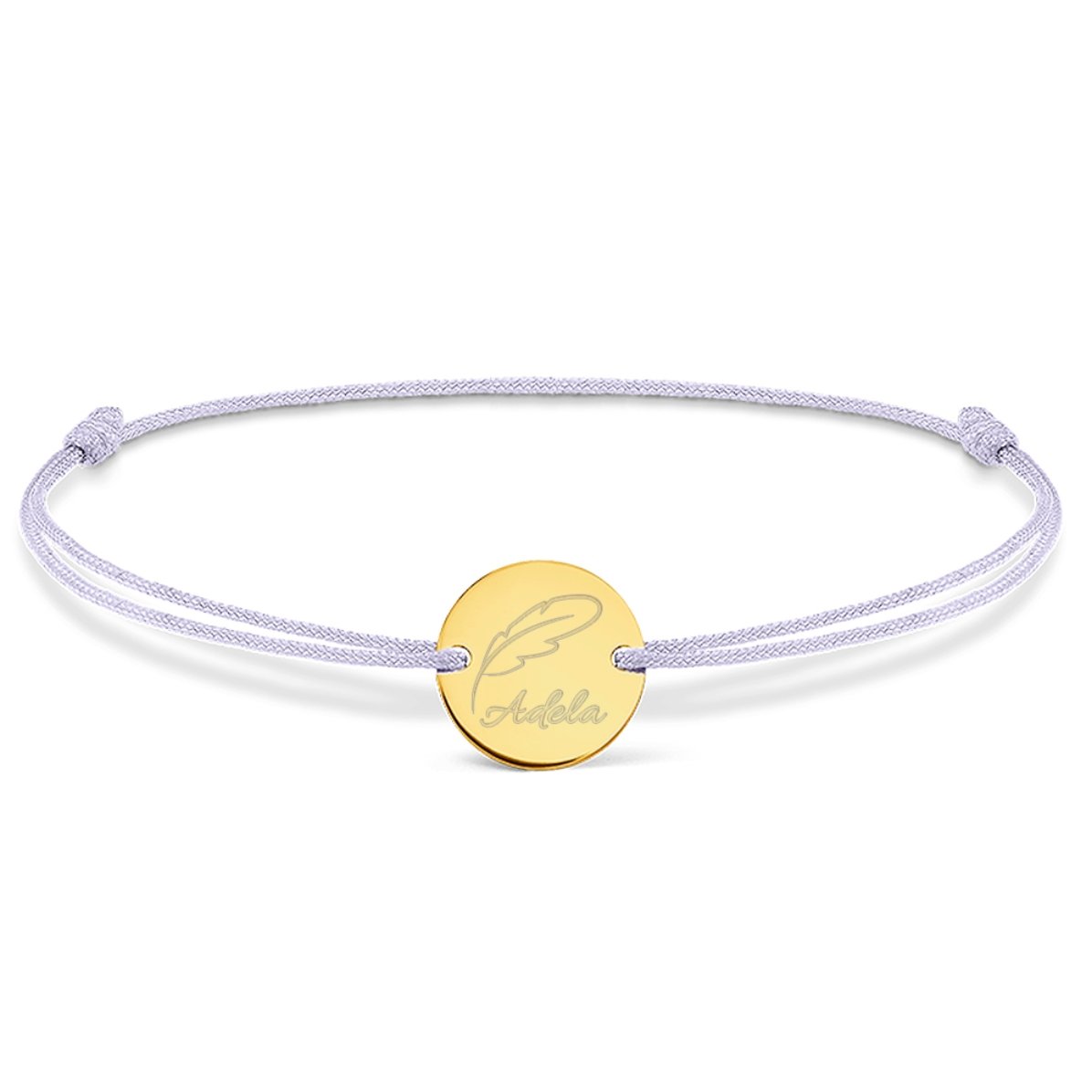 Gepersonaliseerde armband met koord – muntje 14 mm – 925 zilver – model ‘pana’