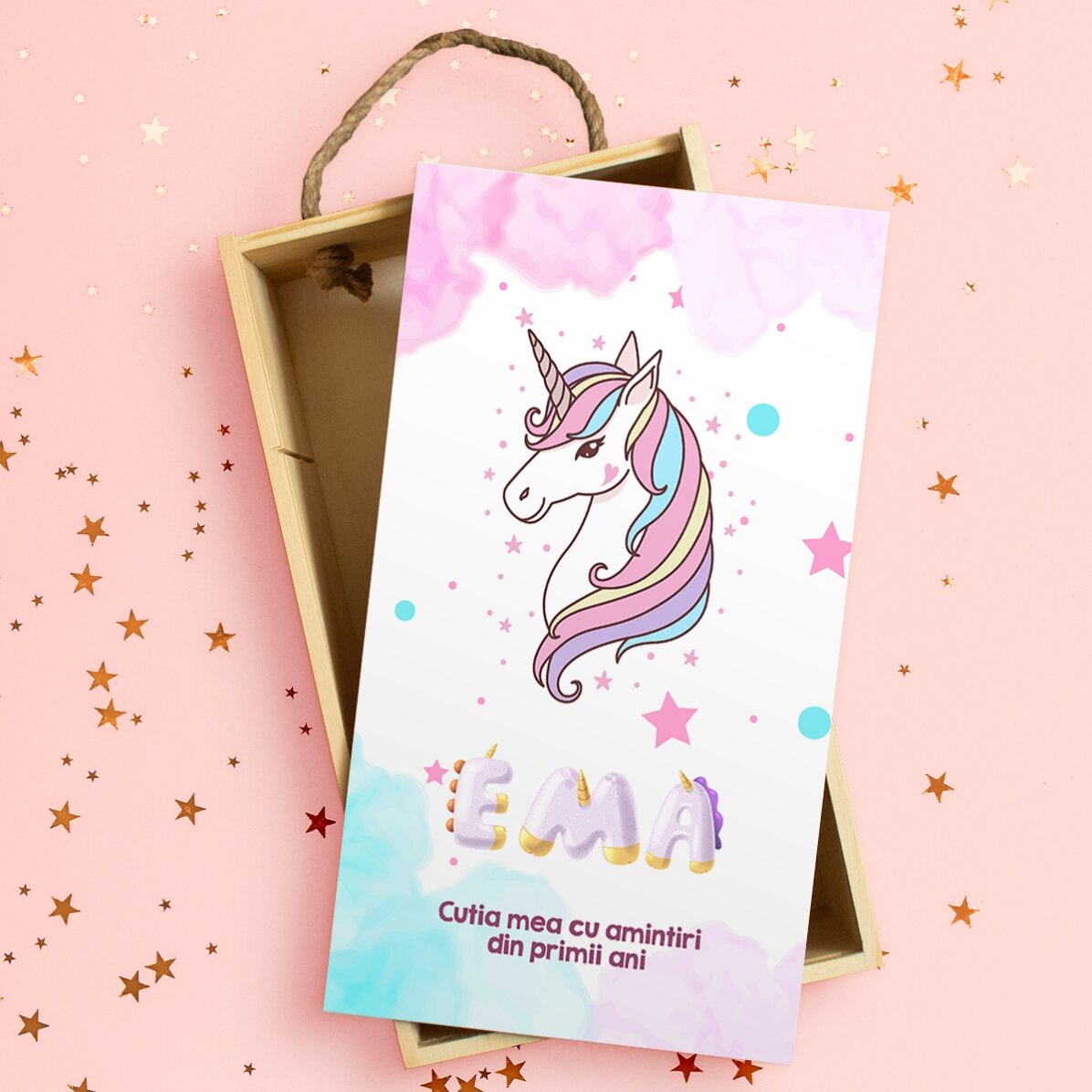 Gepersonaliseerde houten geschenkdoos met boodschap - Speciale eenhoorn
