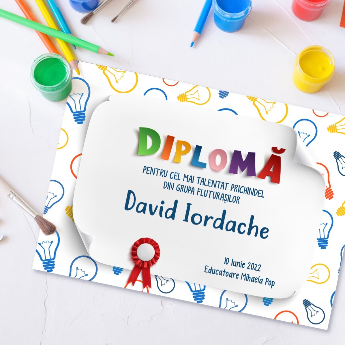Gepersonaliseerd diploma met tekst