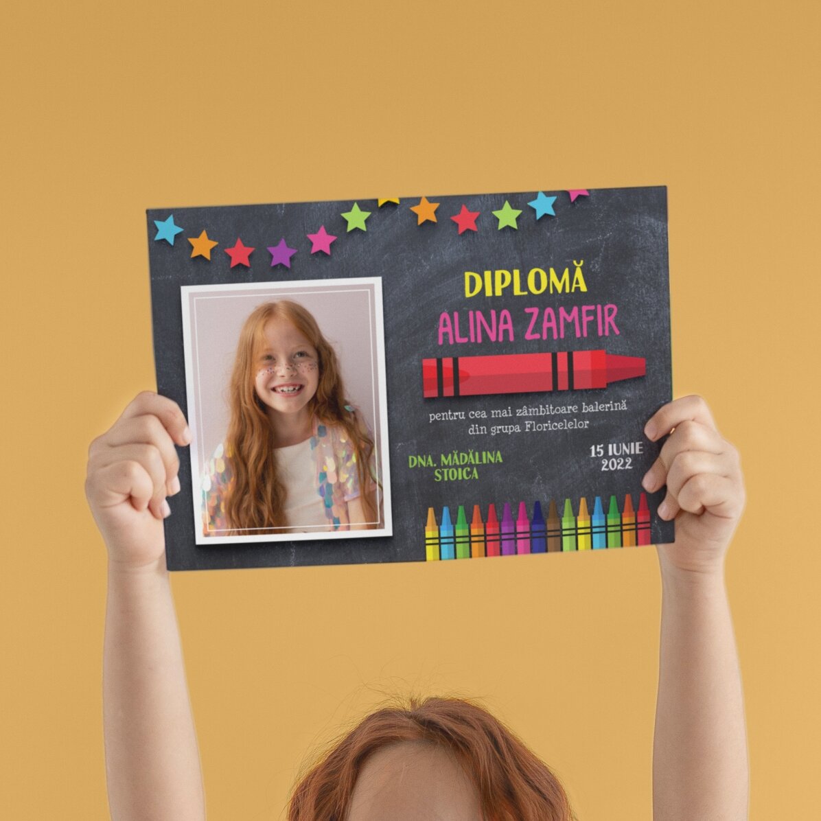 Gepersonaliseerd diploma met tekst en foto voor de kleintjes