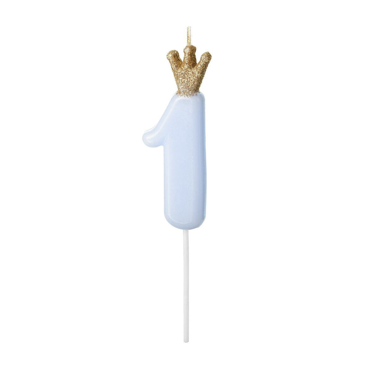 Taartkaarsjes - Blauw cijfer met kroontje, 9,5 cm
