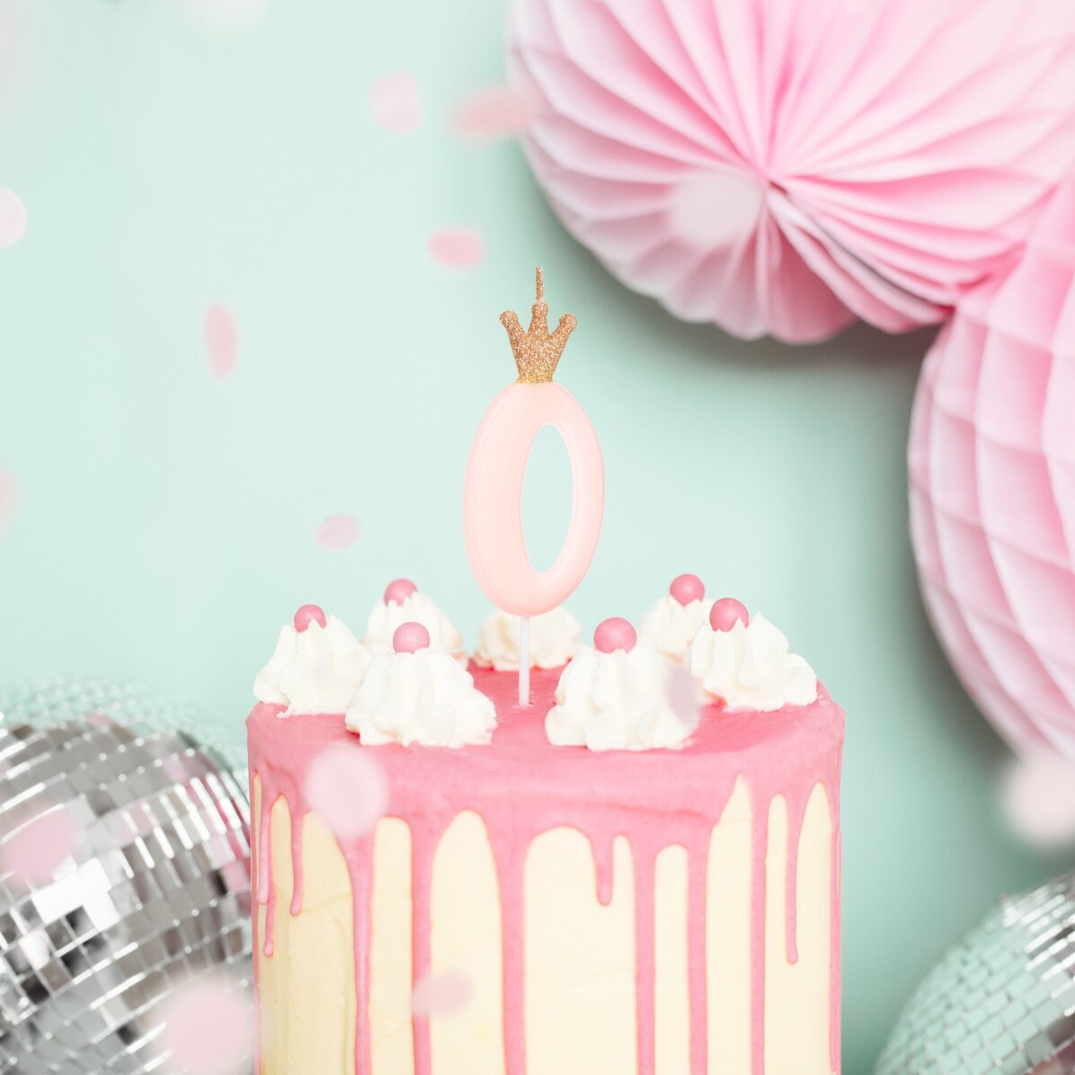 Taartkaarsjes - Roze figuurtje met kroontje, 9,5 cm