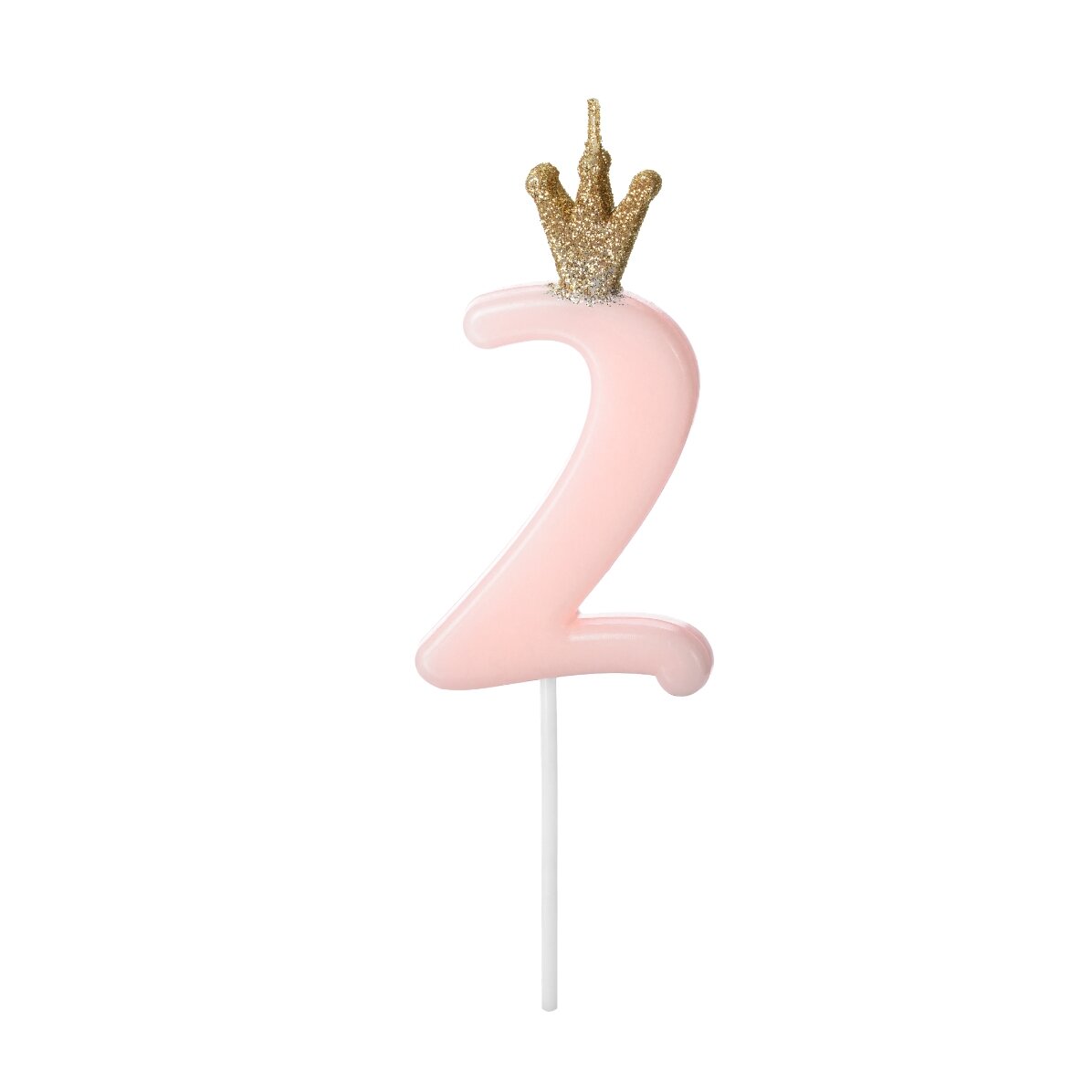 Taartkaarsjes - Roze figuurtje met kroontje, 9,5 cm