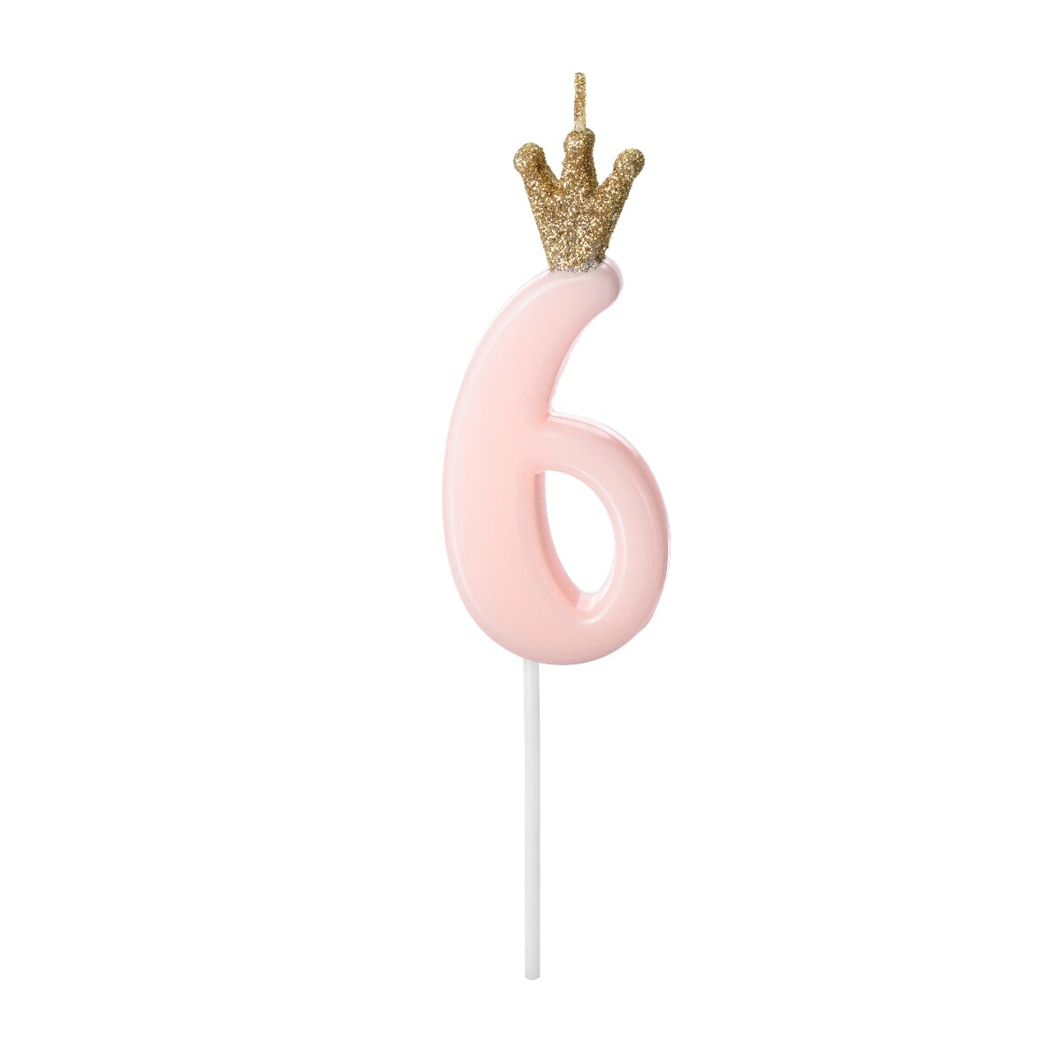 Taartkaarsjes - Roze figuurtje met kroontje, 9,5 cm