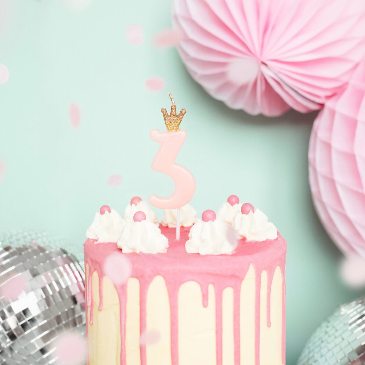 Taartkaarsjes - Roze figuurtje met kroontje, 9,5 cm