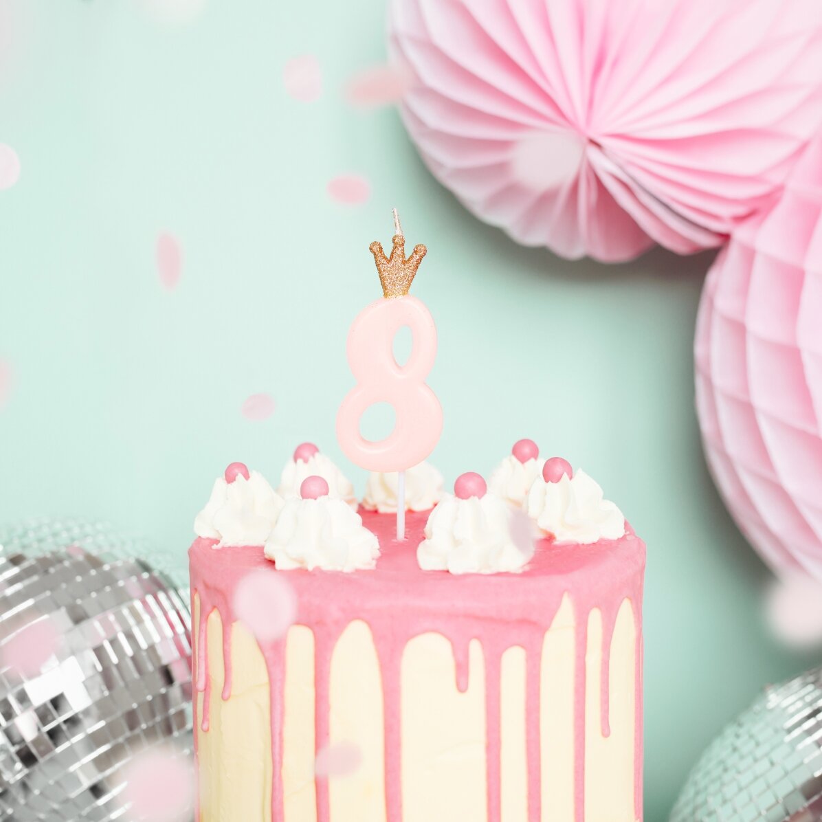 Taartkaarsjes - Roze figuurtje met kroontje, 9,5 cm