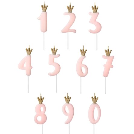 Taartkaarsjes - Roze figuurtje met kroontje, 9,5 cm