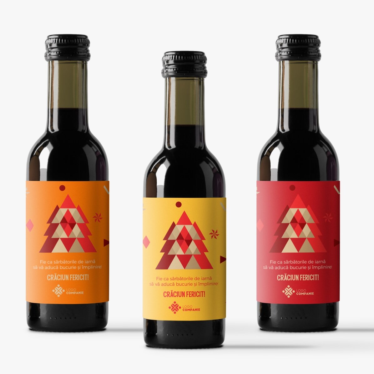 Mini-wijnflesje, gepersonaliseerd met logo en tekst voor Kerstmis