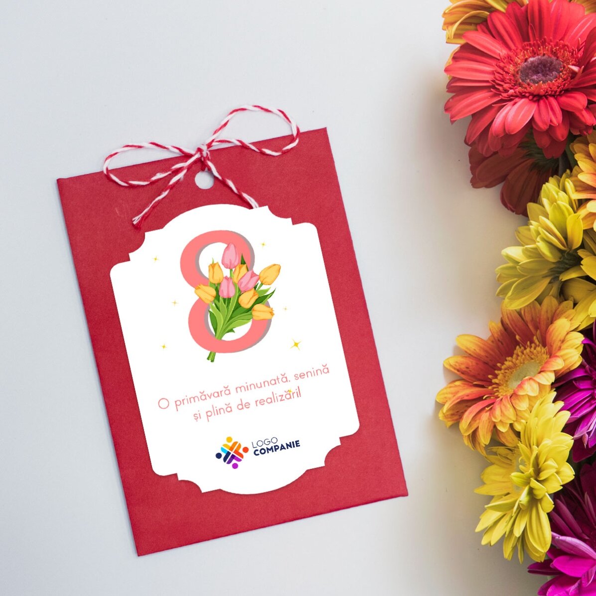 Zakje met bloemzaden, gepersonaliseerd met logo en boodschap - 8 maart