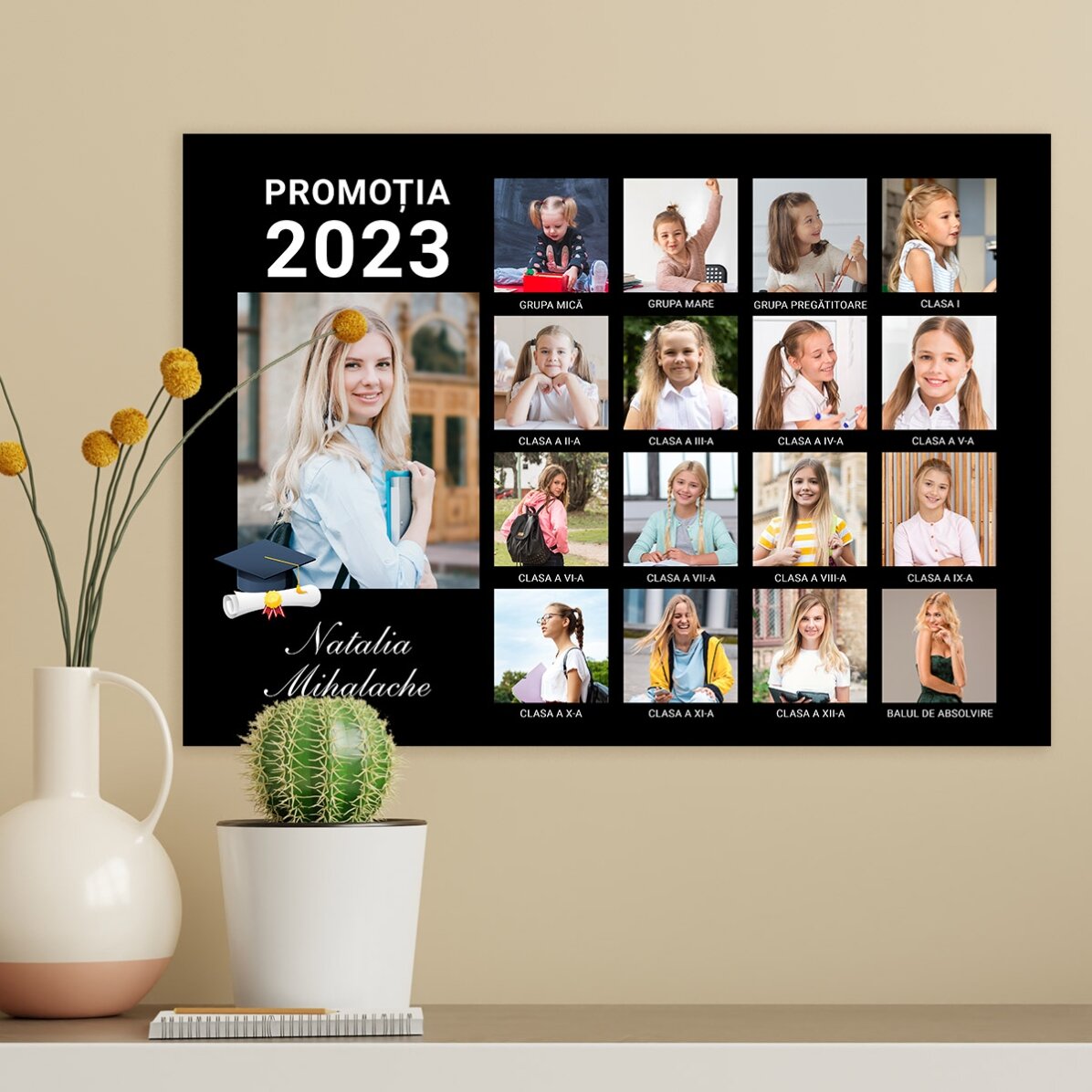 Gepersonaliseerde poster met 17 foto’s en tekst – Afstuderen