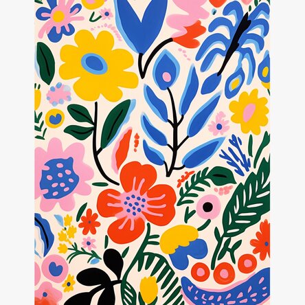 Poster Illustration of colourful flowers, drawn 3