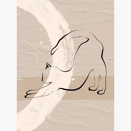 Minimalist line art cat poster