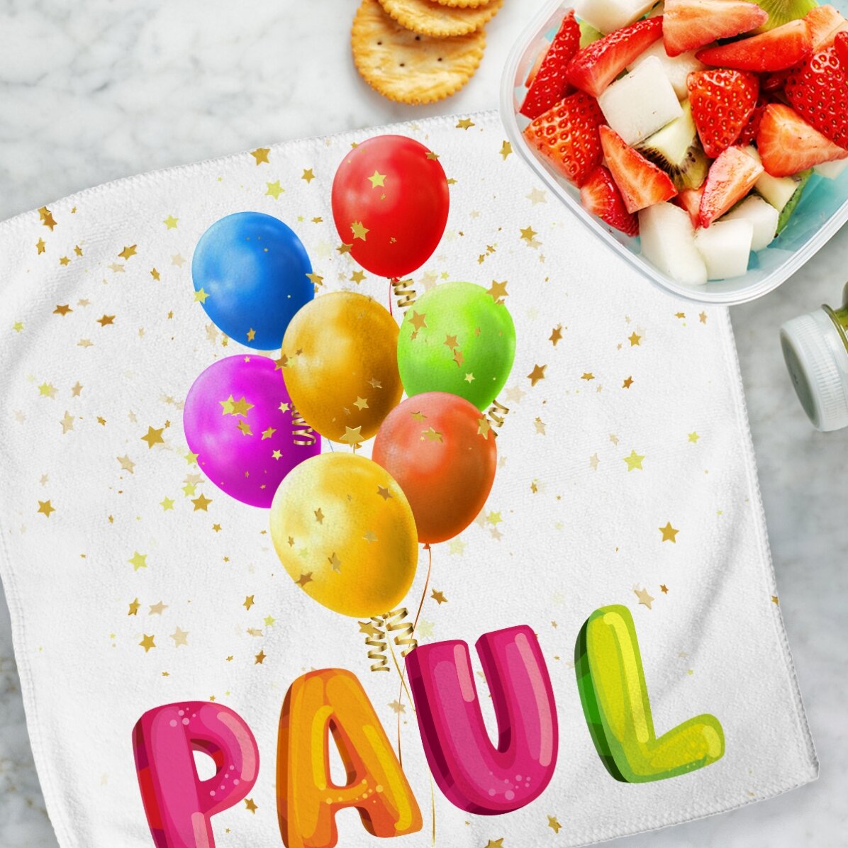 Personalised towel with name - Colourful balloons