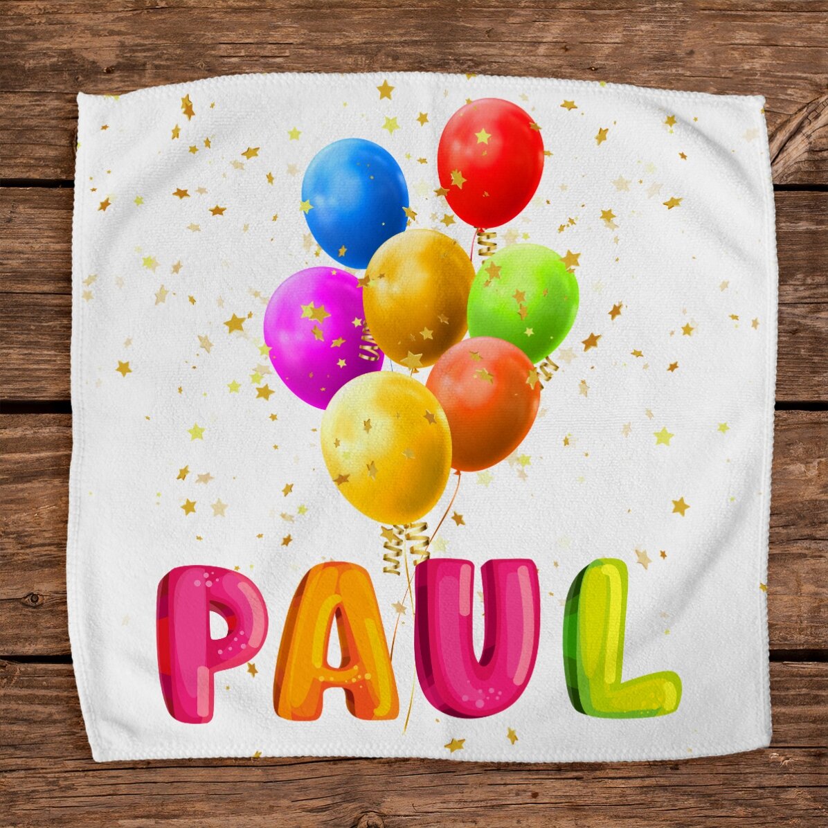Personalised towel with name - Colourful balloons