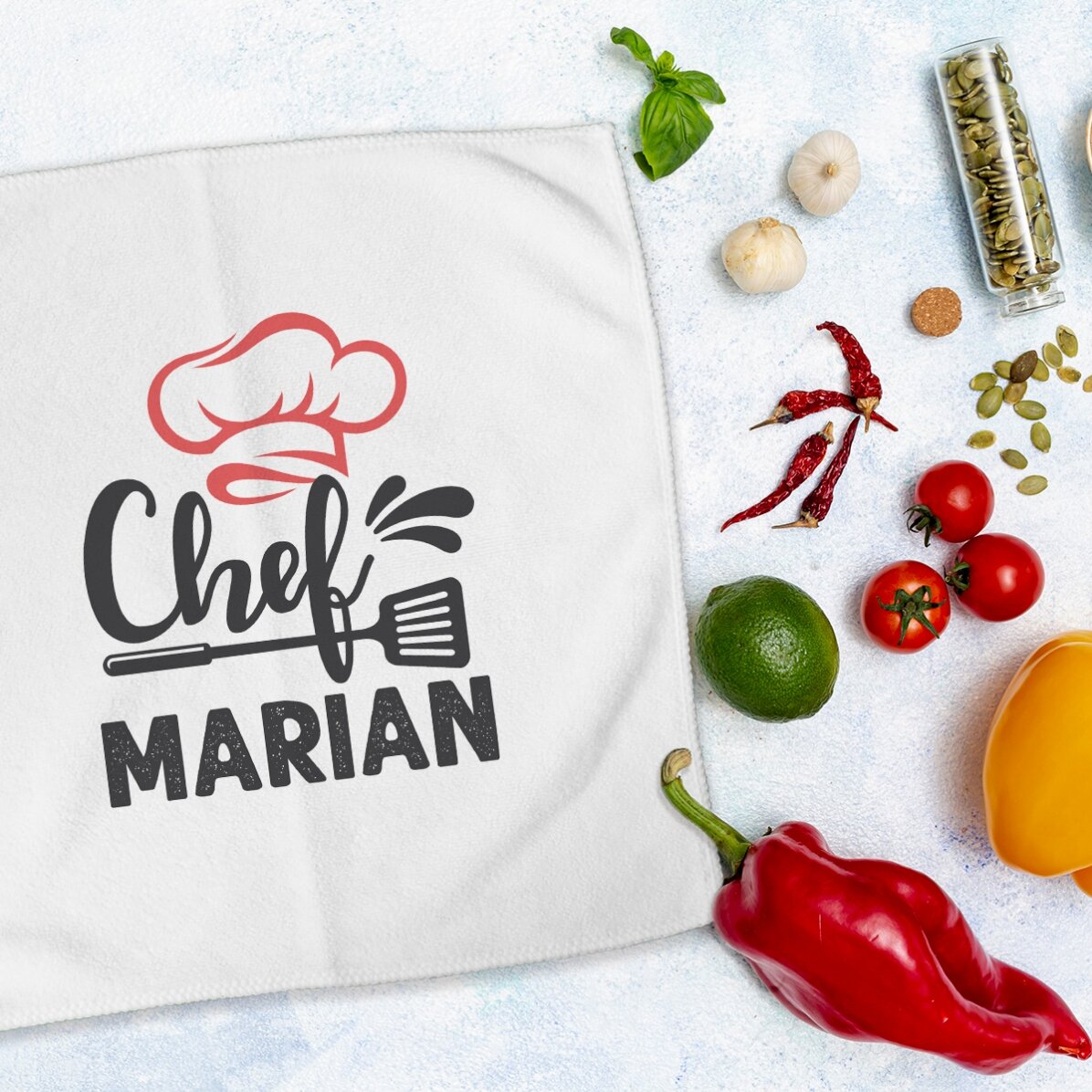 Personalised towel with text - Chef in the kitchen