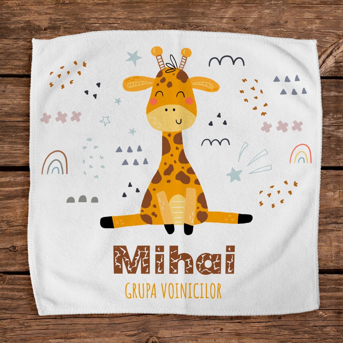 Handdoek met gepersonaliseerde tekst - Giraffe