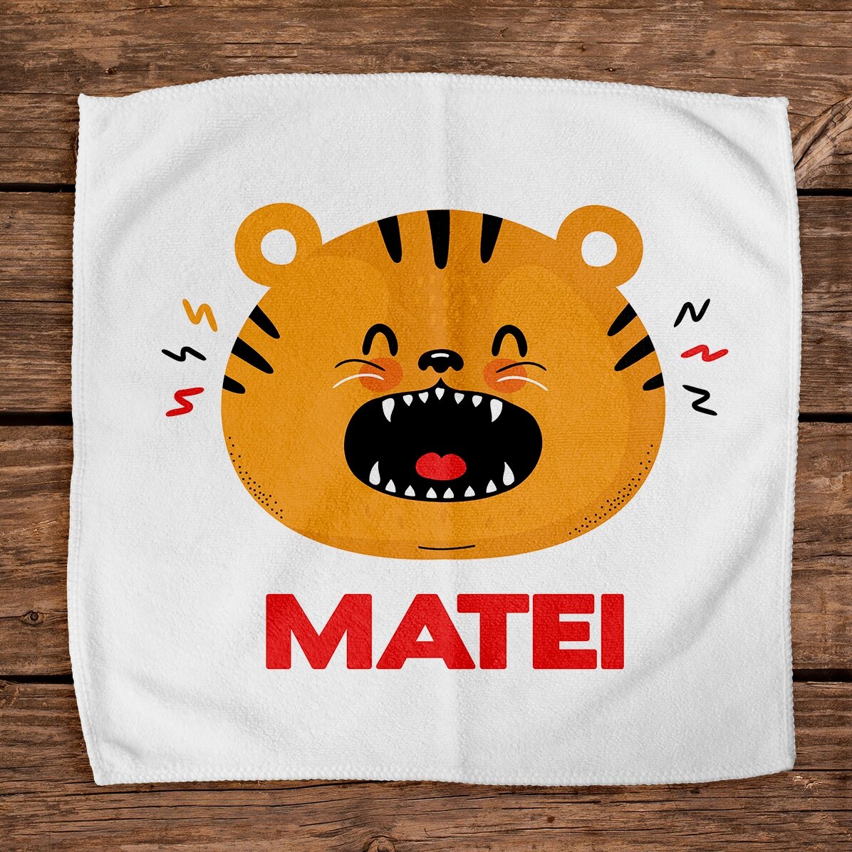 Gepersonaliseerde handdoek met tekst voor kinderen - Tijger