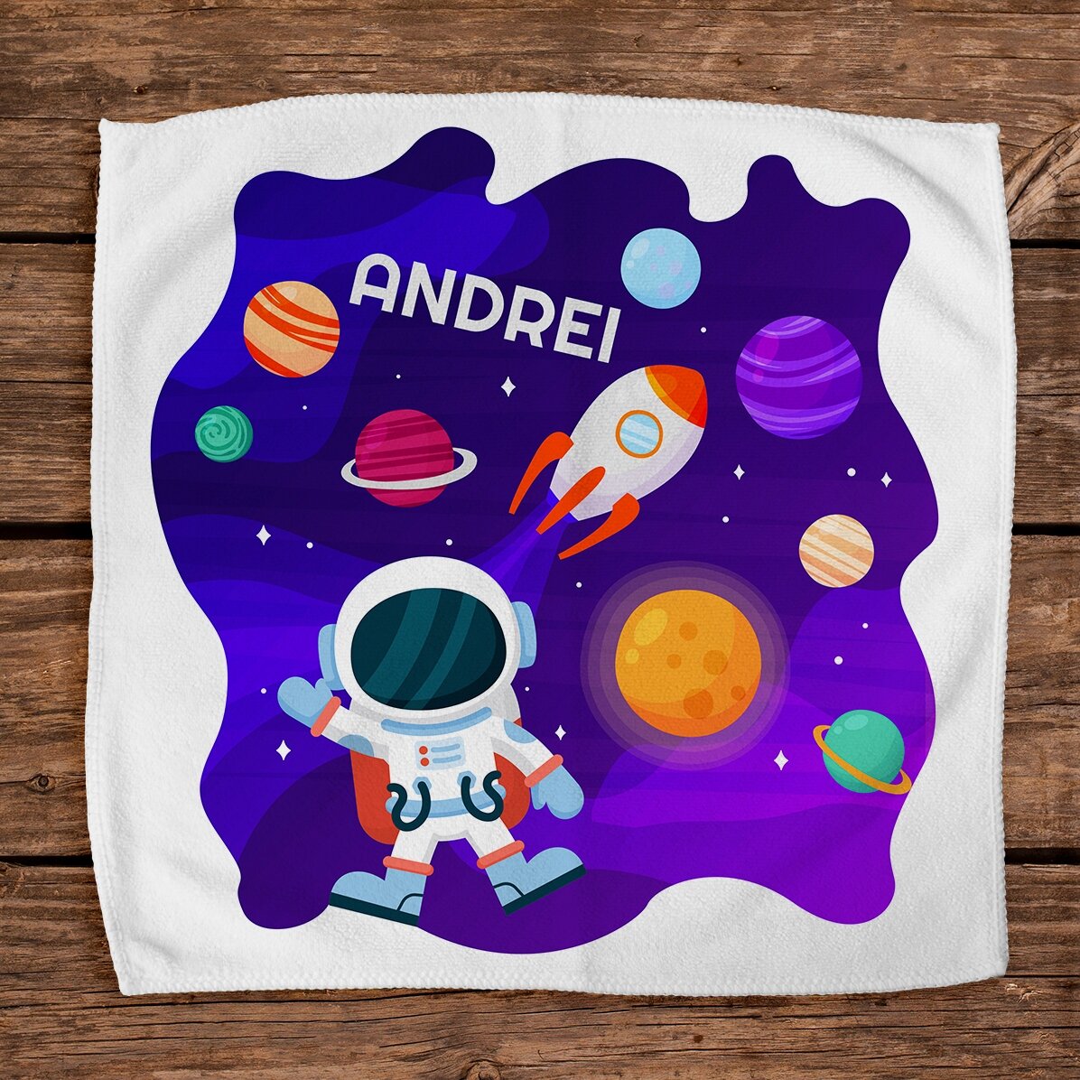 Gepersonaliseerde handdoek met tekst - Space
