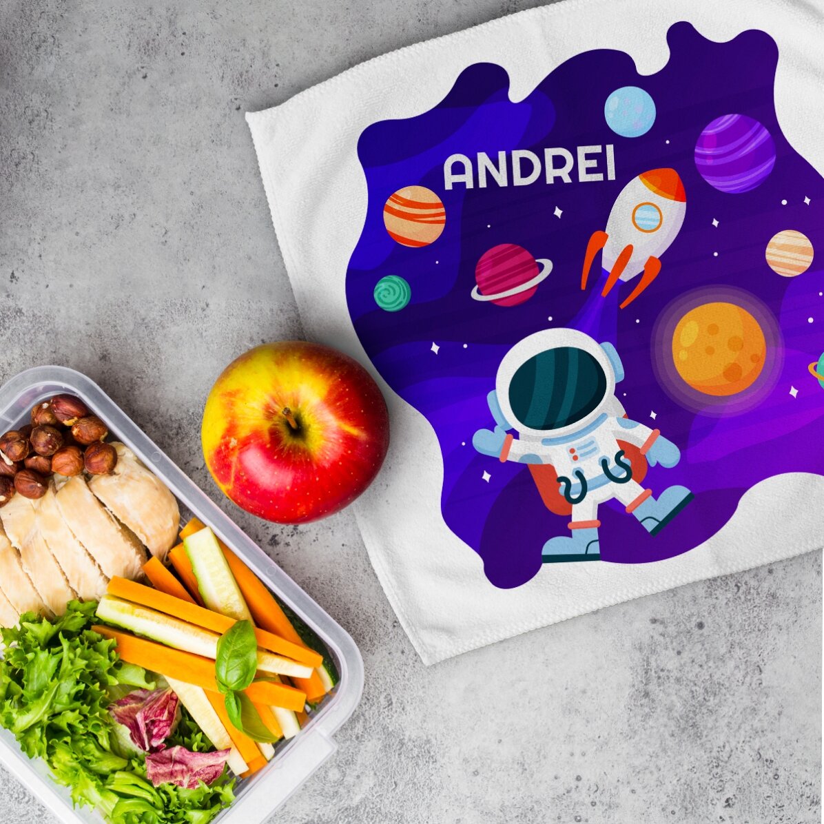 Gepersonaliseerde handdoek met tekst - Space