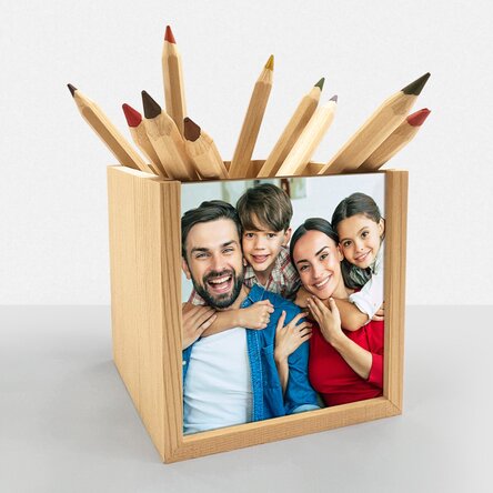 Personalised pencil holder with a photo