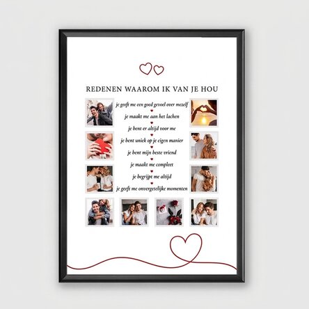 Poster met 10 foto’s en tekst – Redenen waarom ik van je houd
