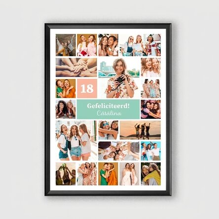 Gepersonaliseerd schilderij met 21 foto’s en tekst - Collage