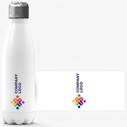 Gepersonaliseerde thermosfles met witte bodem en logo