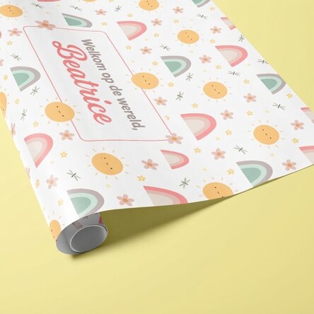 Gepersonaliseerd cadeaupapier met tekst - Baby girl
