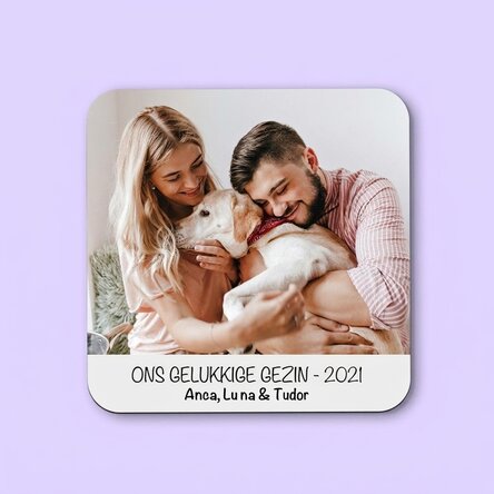 Glashouder, gepersonaliseerd met een foto en tekst