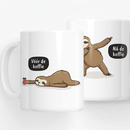 Gepersonaliseerde koffiekop - Voor en na de koffie