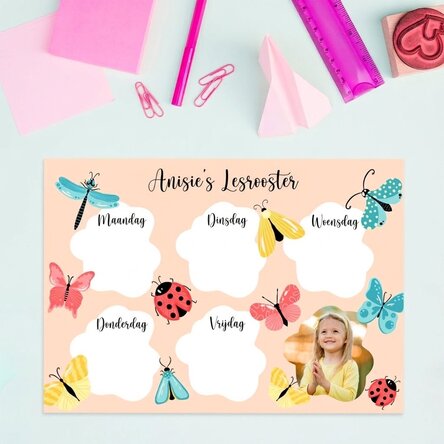 Gepersonaliseerd rooster met een foto en tekst - Butterflies