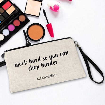 Personalised cosmetics bag with text