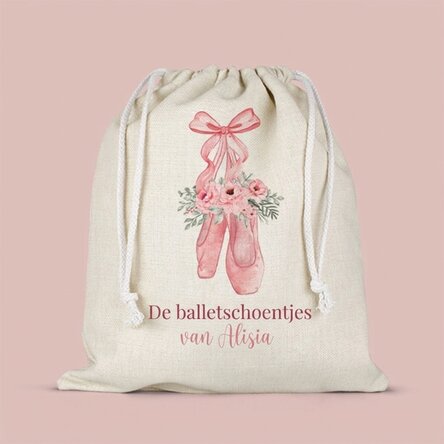 Gepersonaliseerd tasje voor de kleuterschool met tekst - Balletschoentjes