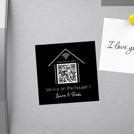 Gepersonaliseerde magneet van 10x10 met tekst en QR-code - Scan for Wifi