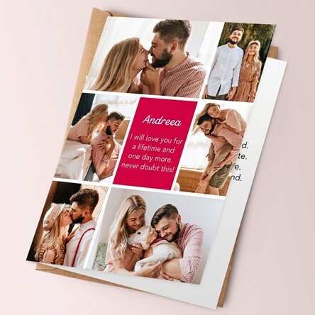 Personalised greeting card with photos, message and QR code