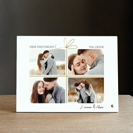 Gepersonaliseerde fotolijst voor op het bureau met 4 foto’s en tekst – Het perfecte cadeau