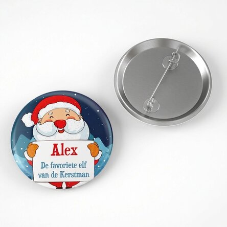 Gepersonaliseerde button met tekst - De favoriet van de kerstman