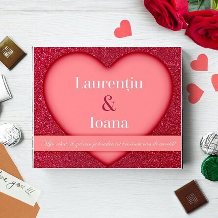 Gepersonaliseerde bonbonnière met tekst voor koppels - Sweet love