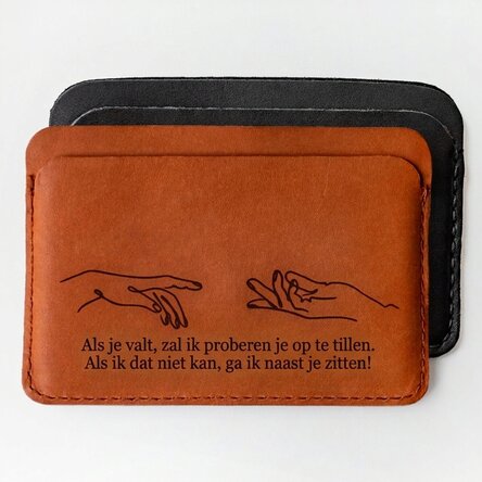 Gepersonaliseerde leren portemonnee met boodschap - Als je valt