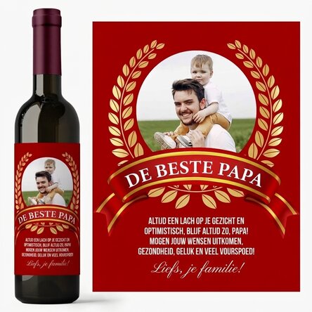 Wijn met persoonlijke tekst en een foto voor papa – De beste papa