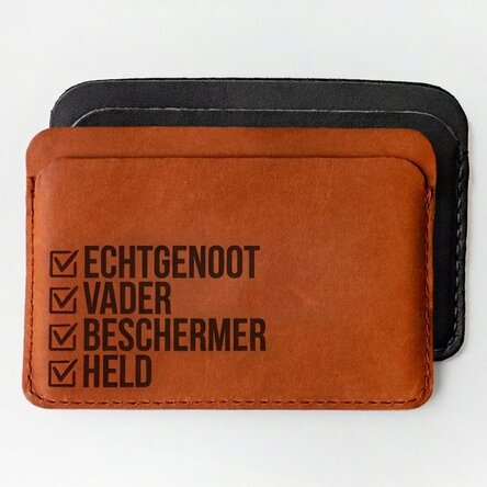 Op maat gemaakte leren portemonnee met tekst - HERO