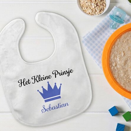 Gepersonaliseerd slabbetje voor baby's met naam - Kroon
