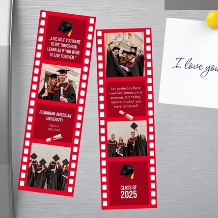 Set van 2 gepersonaliseerde magneten met foto's en tekst voor het afstuderen