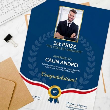 Gepersonaliseerd diploma met foto en tekst - De beste afgestudeerde