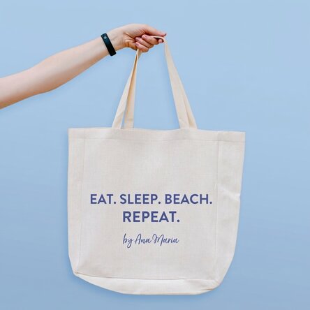 Beach bag personalised with text - Beach. Repeat