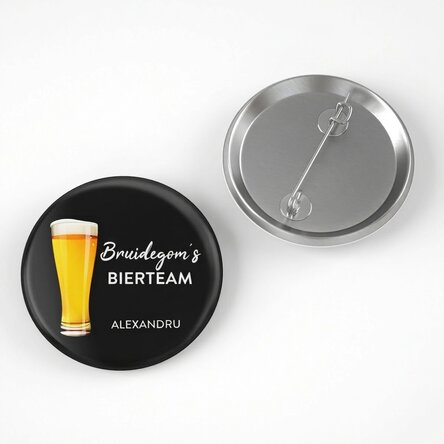 Gepersonaliseerde button met tekst voor het vrijgezellenfeest