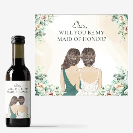 Mini wine bottle personalised with text - Bridesmaid
