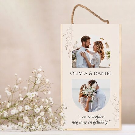 Wijnkist voor 2 flessen, gepersonaliseerd met 2 foto's en een boodschap - Momenten